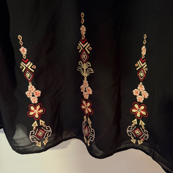 Chico's Black Blouse with Colorful Embroidery - Picture 3 of 6